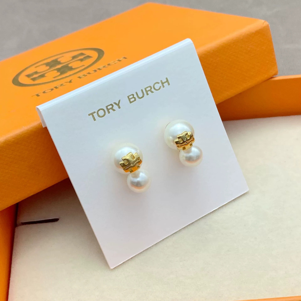 Tory Burch Logo Pearl Earrings